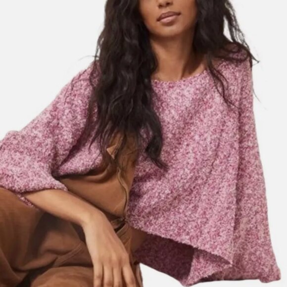 Free People Good Day Cropped Sweater Pink Size Large - Picture 2 of 9